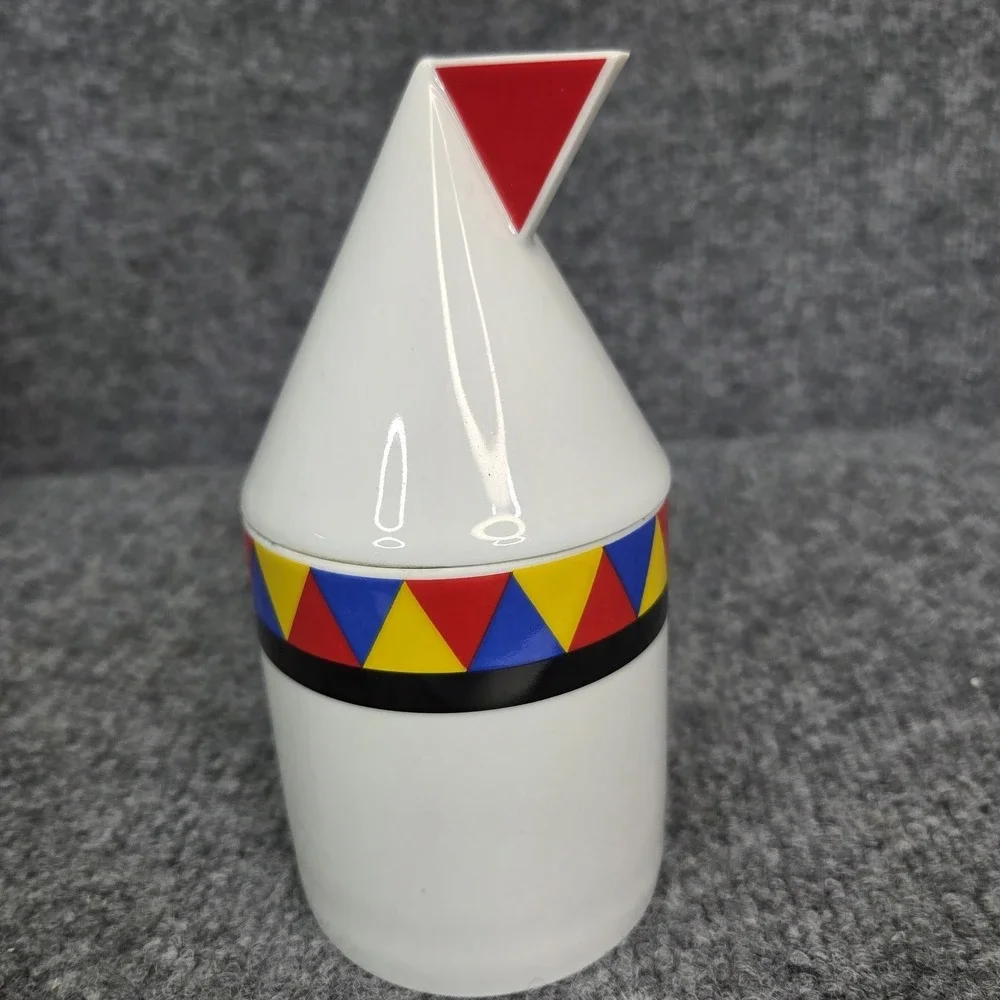 Thomas Atelier Collection Postmodern MEMPHIS Milano Art Porcelain Jar Lid Retro